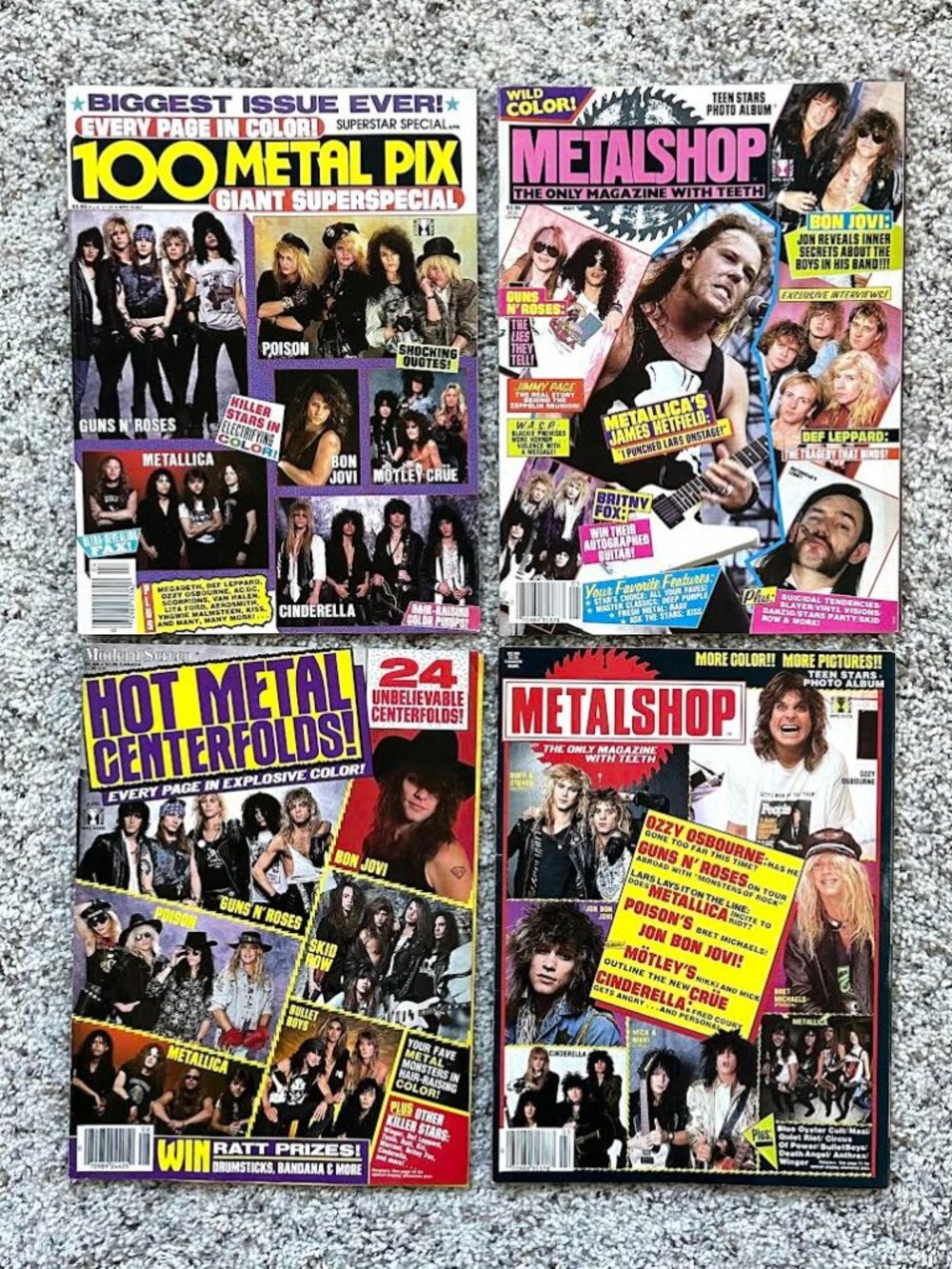 Vintage Rock Magazines 1989 Lot 4 Metalshop Hot Metal Centerfolds 100 Metal Pix